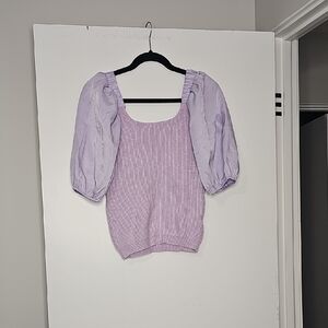 Elegant Lilac Puff Sleeve Blouse